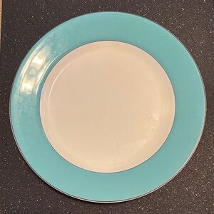 Kate Spade Rutherford Circle Turquoise Rim White Dinner Plate